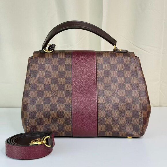 Louis Vuitton Damier Ebene Shoulder Bag with Purple Accents and Adjustable Strap - Picture 3 of 10